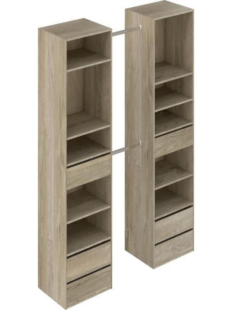 Kit dressing 2 colonnes + 2 penderies + 6 tiroirs - AUCUNE Multicolore - Kiabi