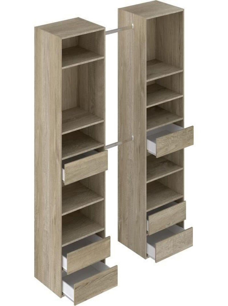 Kit dressing 2 colonnes + 2 penderies + 6 tiroirs - AUCUNE Multicolore - Kiabi