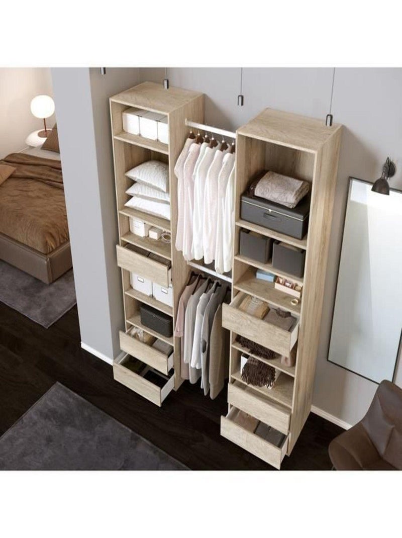Kit dressing 2 colonnes + 2 penderies + 6 tiroirs - AUCUNE Multicolore - Kiabi