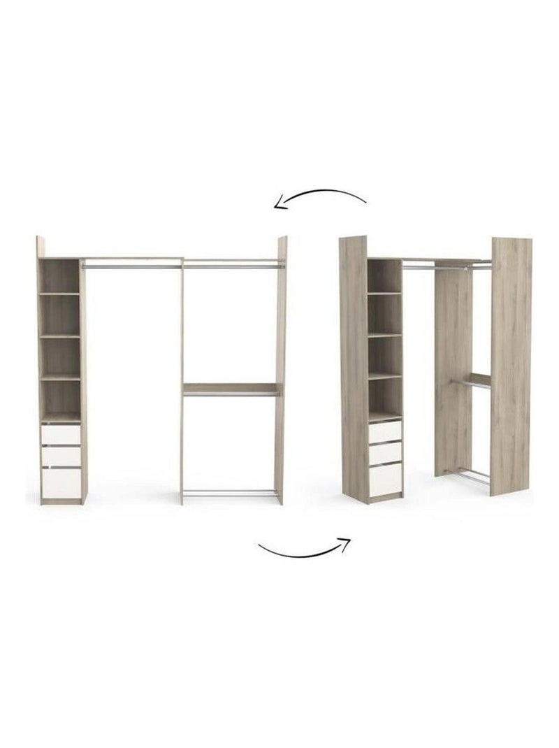 Kit dressing d'angle extensible SWING - chêne - Demeyere Blanc - Kiabi