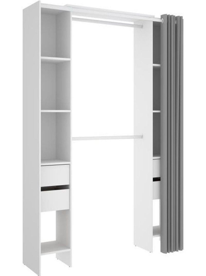 Kit-dressing extensible avec rideau et 4 tiroirs - - AUCUNE Blanc - Kiabi