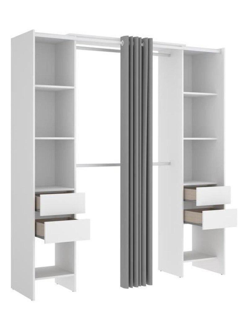 Kit-dressing extensible avec rideau et 4 tiroirs - - AUCUNE Blanc - Kiabi