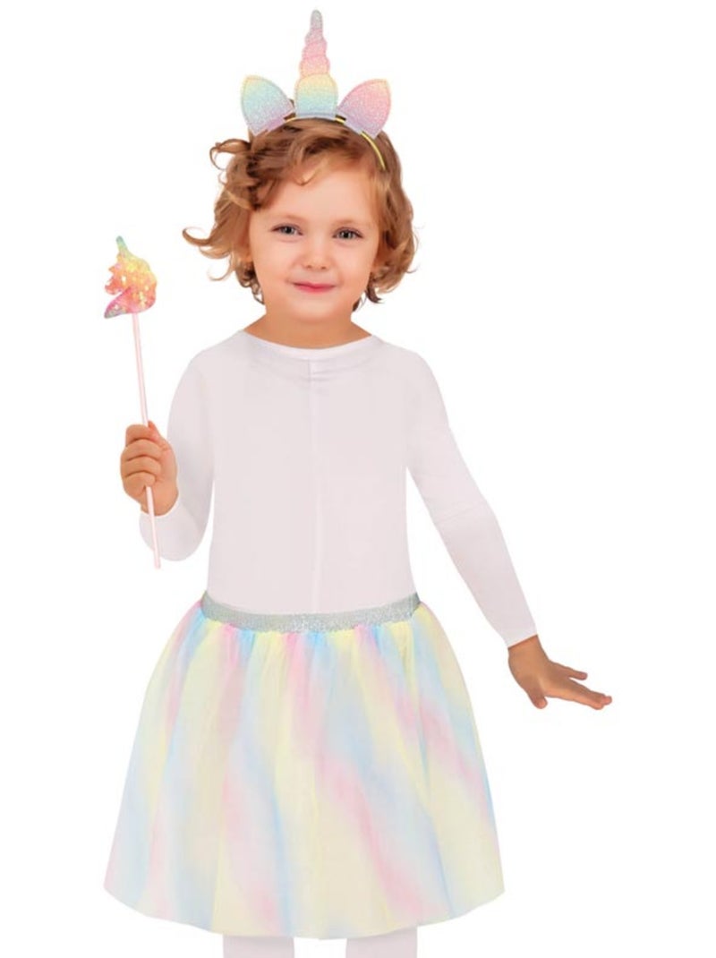 Kit Licorne : serre-tête, baguette magique et tutu Multicolore - Kiabi