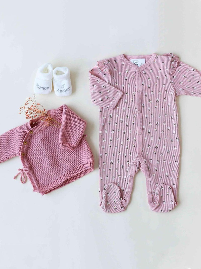 Kit naissance bébé en maille Vieux rose - Kiabi