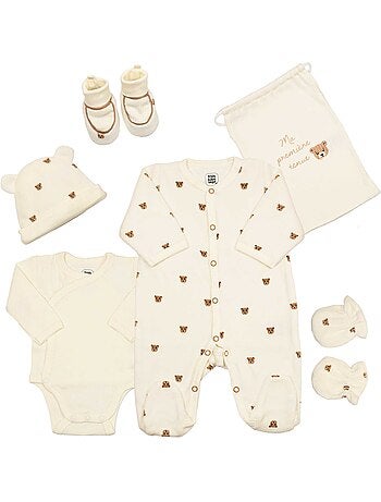 Kit naissance ours moka - ensemble naissance 6 pièces