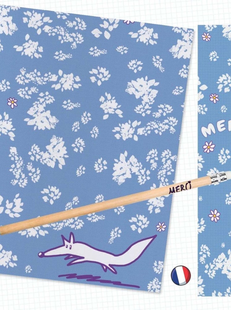 Kit Papeterie 'merci Fleurs' | Cahier, Crayon & Marque-page | Fabrication Française N/A - Kiabi