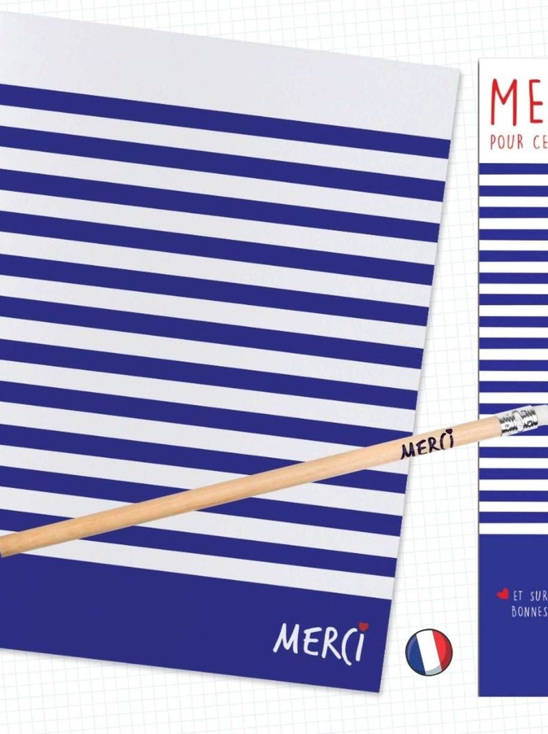 Kit Papeterie 'merci Marinière' | Cahier, Crayon & Marque-page | Fabrication Française N/A - Kiabi