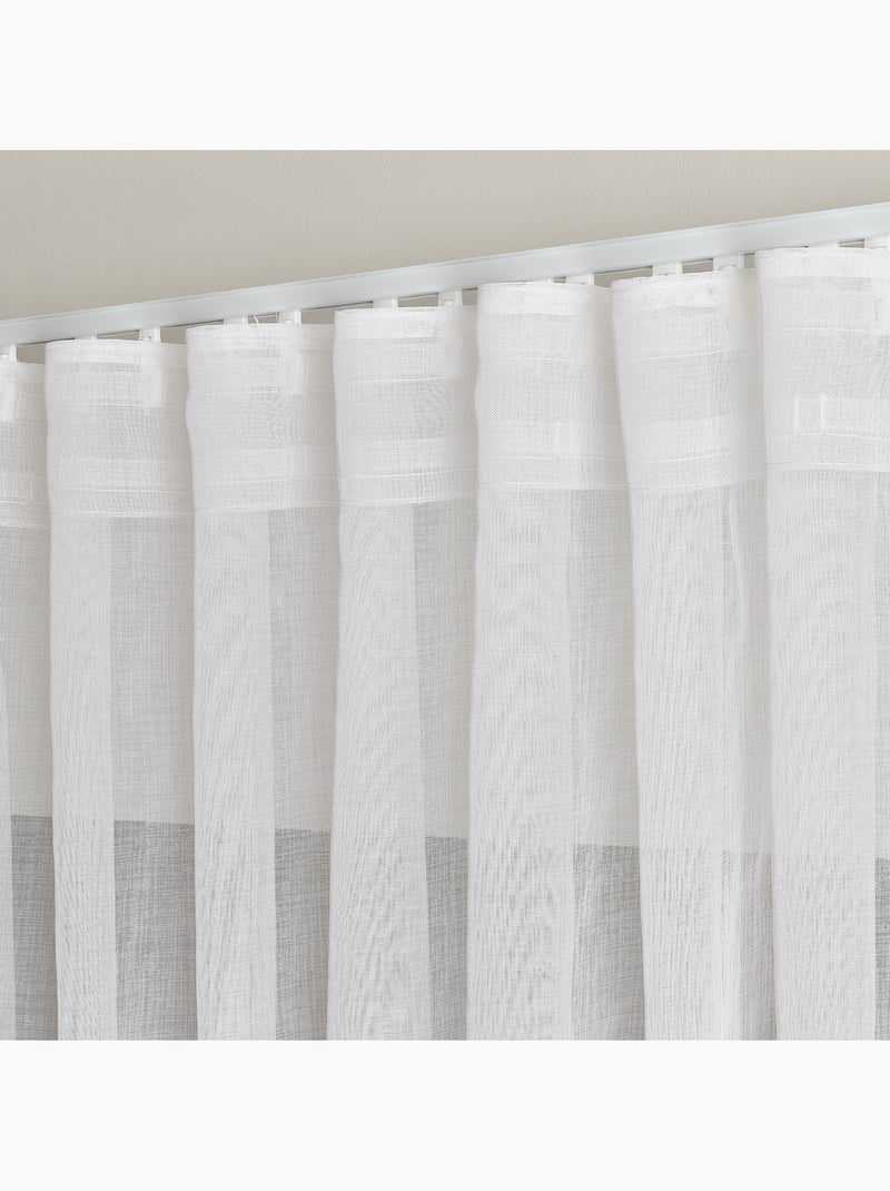 Kit rail ajustable avec voilage tamisant à plis wave Blanc - Kiabi