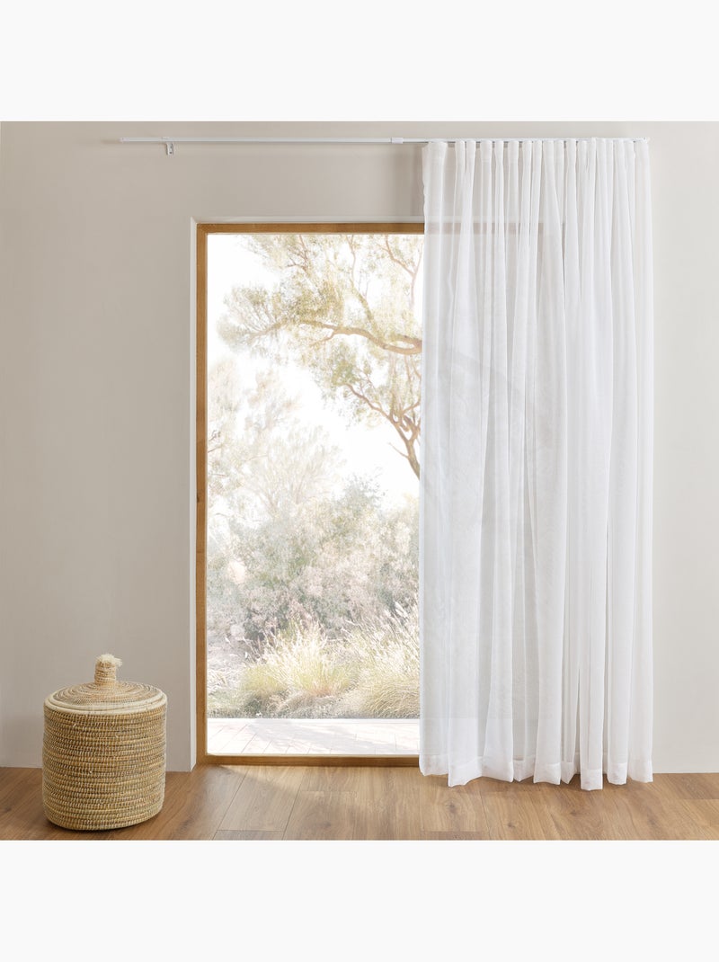 Kit rail ajustable avec voilage tamisant à plis wave Blanc - Kiabi