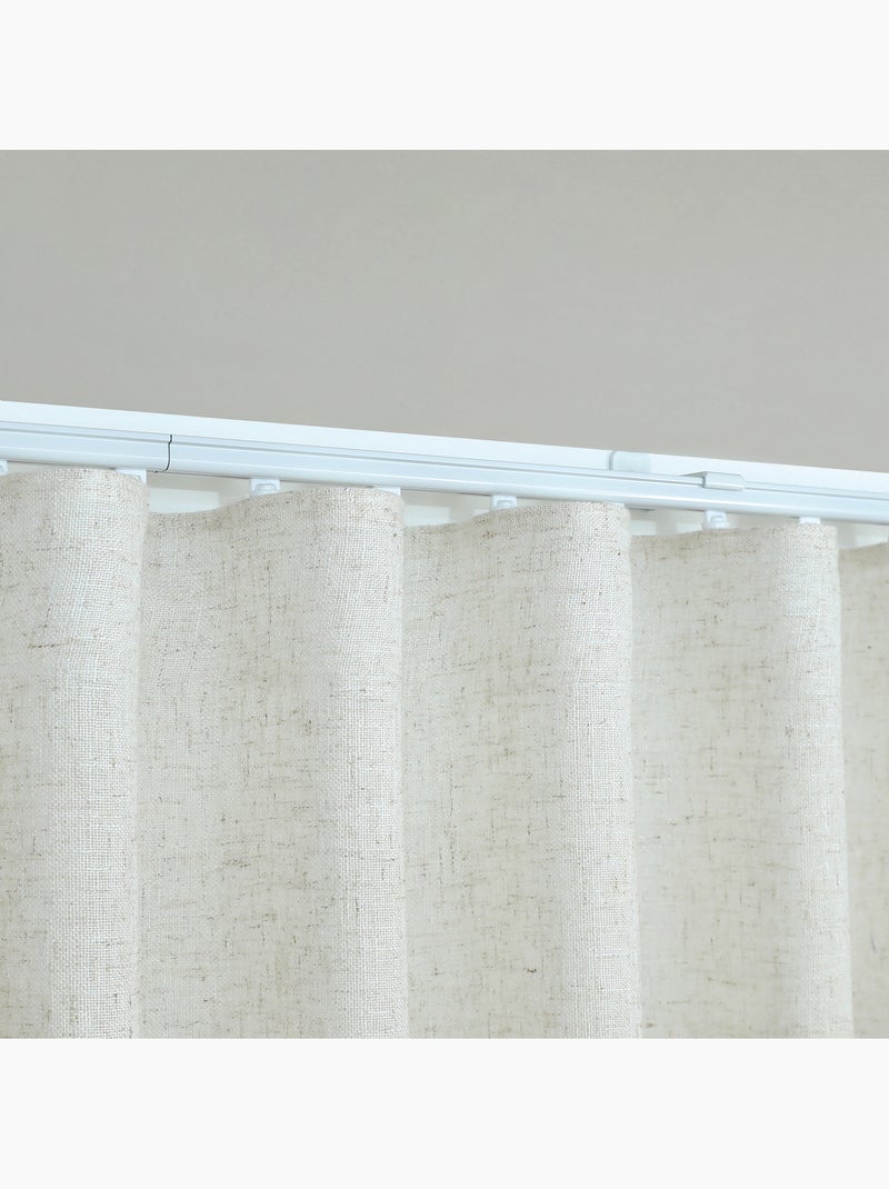 Kit rail ajustable avec voilage tamisant en lin à plis Beige clair - Kiabi