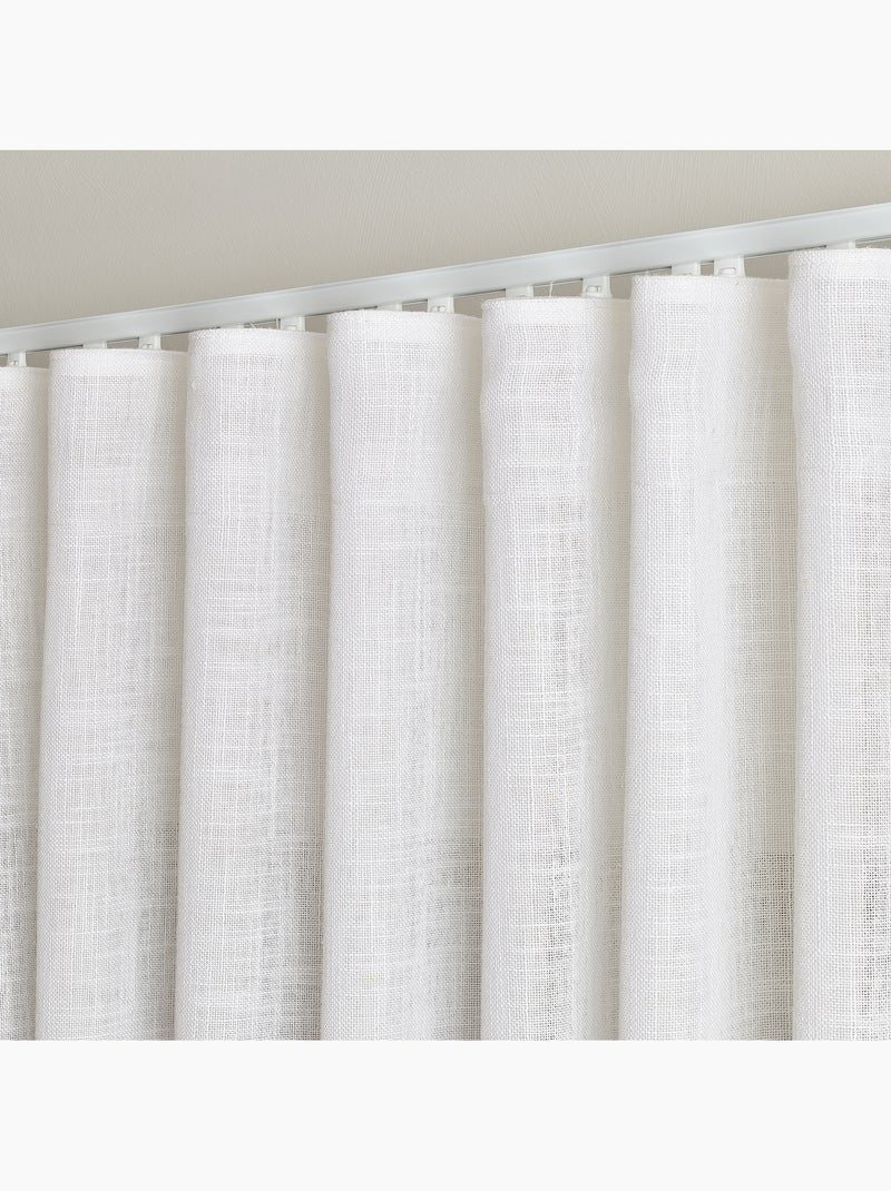 Kit rail ajustable avec voilage tamisant en lin à plis Blanc - Kiabi