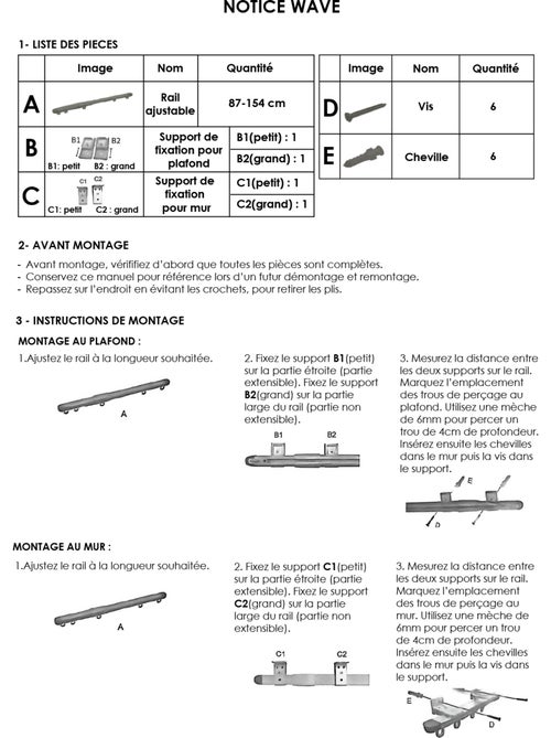 Kit rail extensible + Voilage poly-lin wave - Kiabi Kit rail extensible + Voilage poly-lin wave - Kiabi