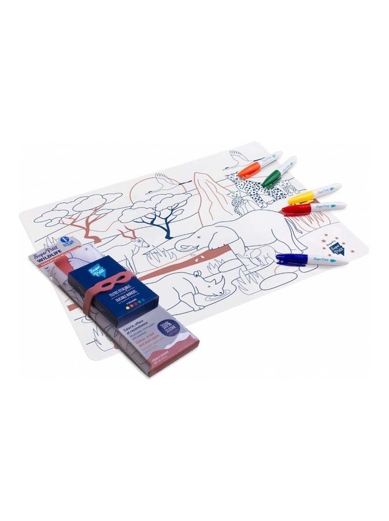 Kit Set Silicone Et 5 Feutres Wildlife Savanne N/A - Kiabi