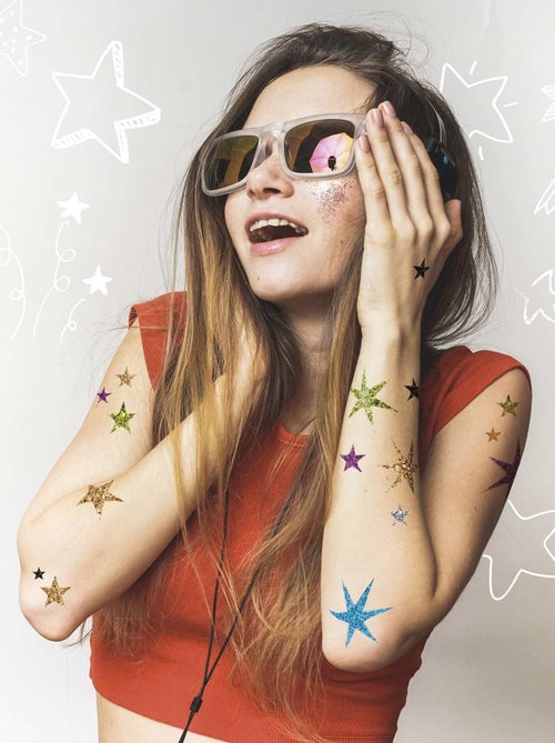 Kit Tatouages éphémères - Mes tattoos pailletés - Graine Créative - Kiabi