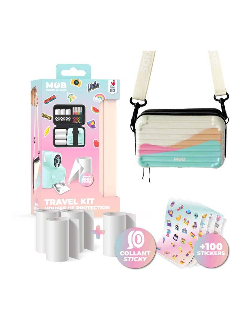 Kit Travel Pixiprint - Housse de Transport + 4 Rouleaux de Papier - Accessoire Pratique - MOB Multicolore - Kiabi