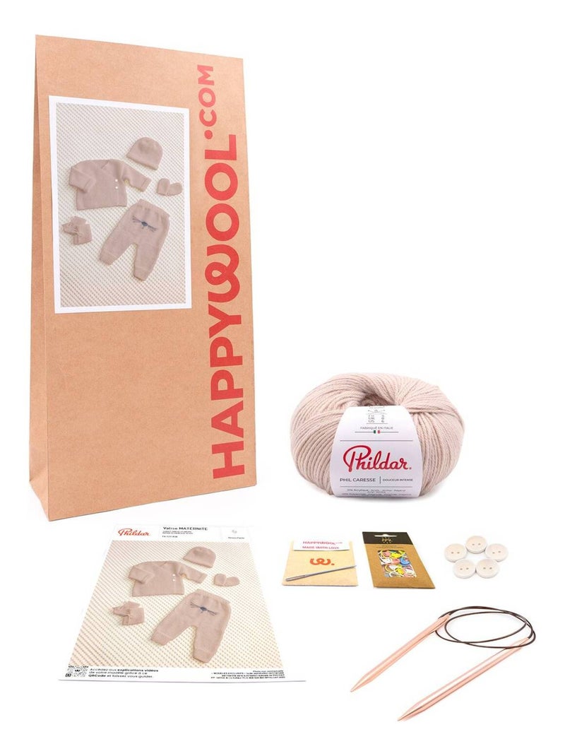 Kit Tricot 5 modèles Valise Maternité Beige foncé - Kiabi