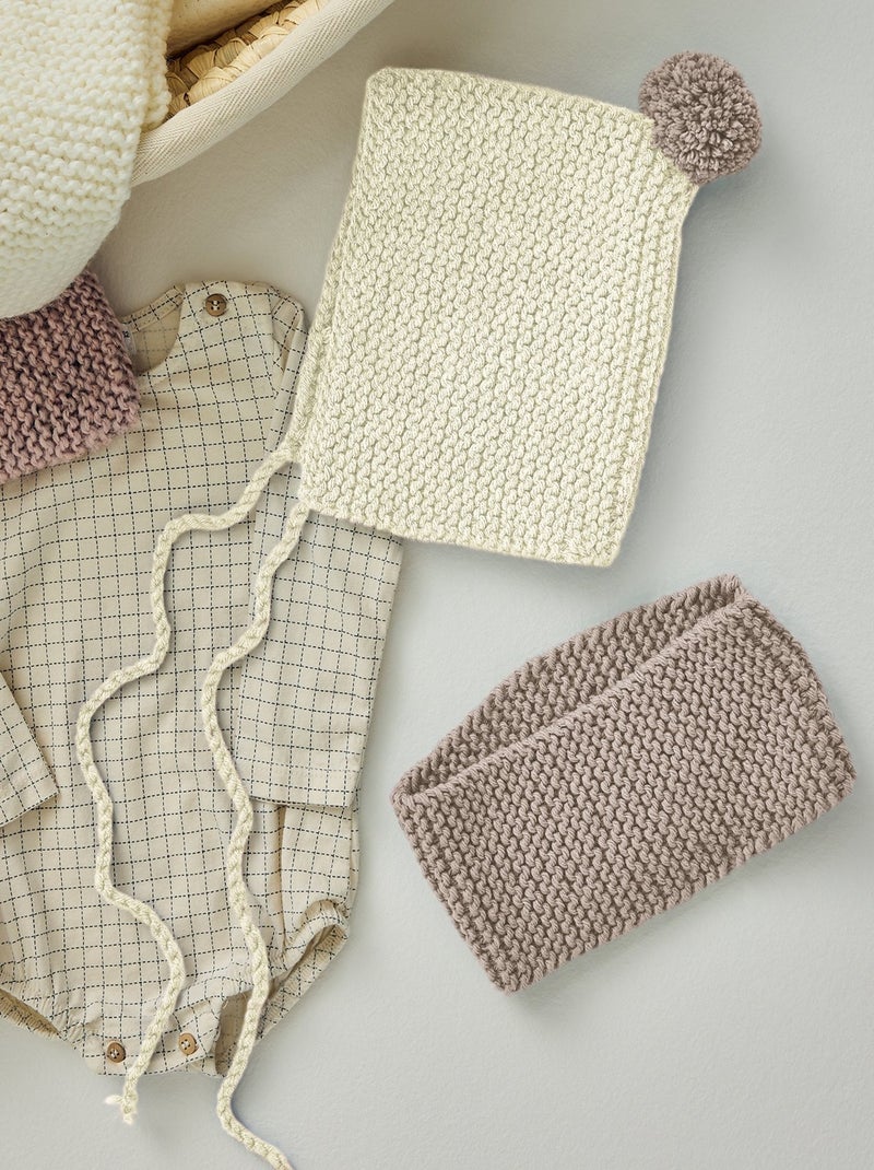 Kit Tricot béguin et col Camille Ecru - Kiabi
