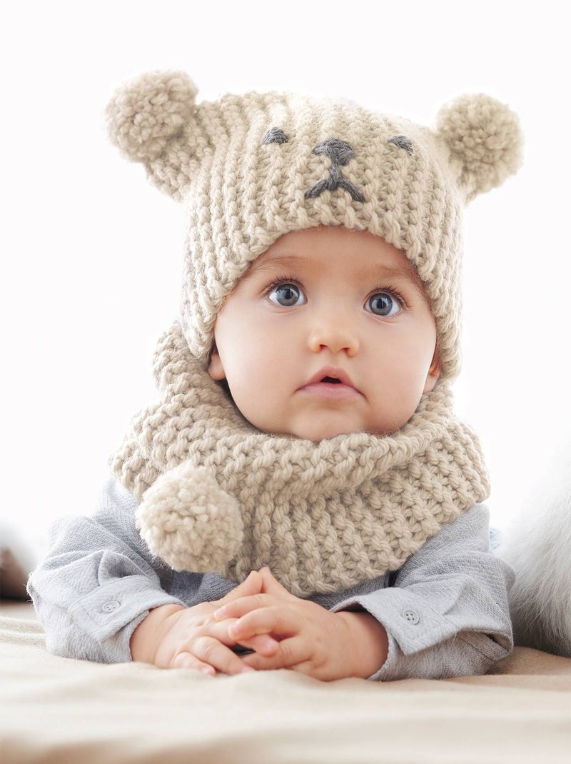 Kit Tricot Bonnet Bobby et Snood Barth Beige sable - Kiabi