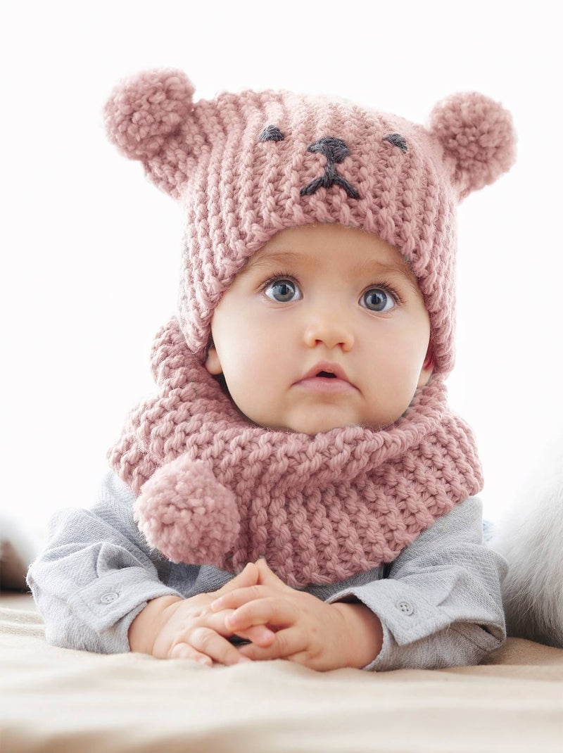 Kit Tricot Bonnet Bobby et Snood Barth Rose - Kiabi