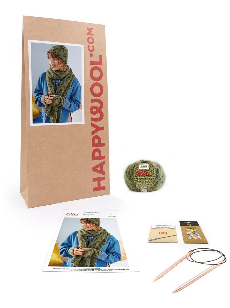 Kit Tricot Bonnet Echarpe Camille Kaki - Kiabi