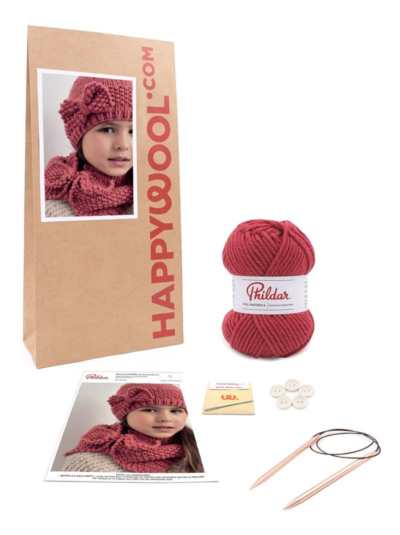 Kit Tricot Bonnet Echarpe Laine Kendra Rose - Kiabi