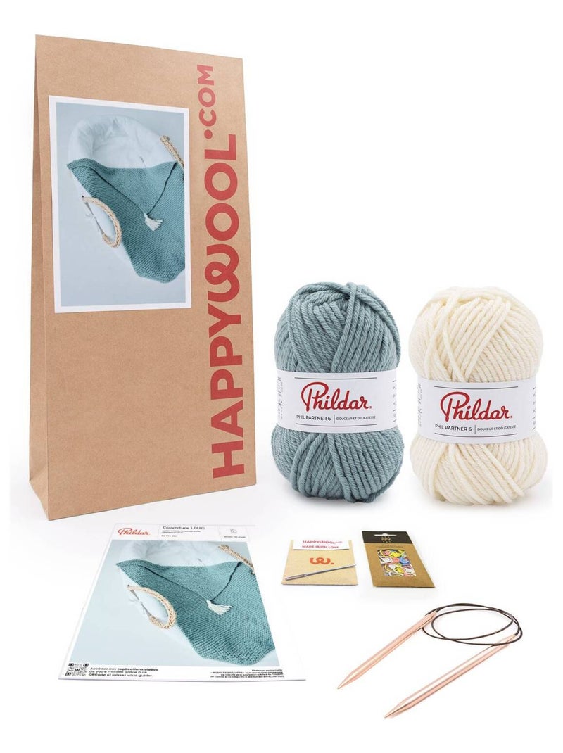 Kit Tricot Couverture Bébé Louis Vert clair - Kiabi