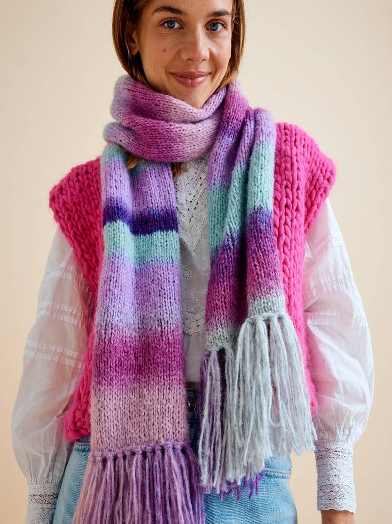 Kit Tricot Echarpe Facile Blanka Gris Violet Blanc - Kiabi