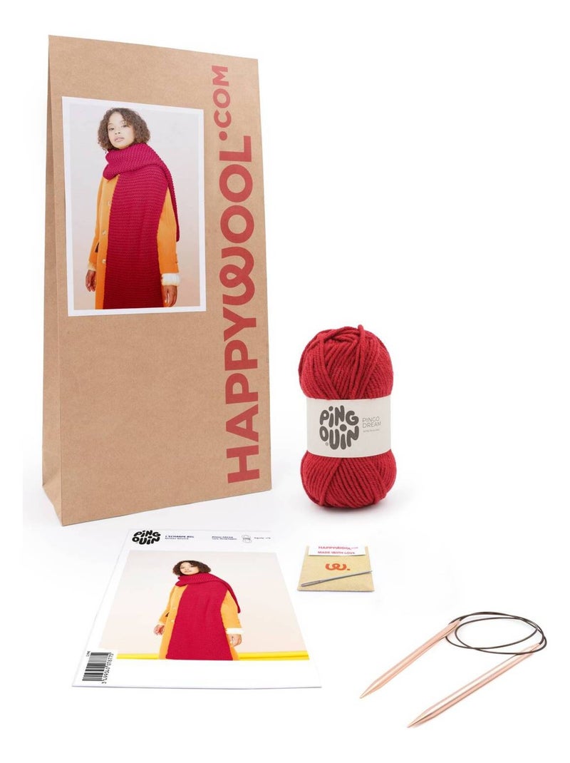 Kit Tricot Echarpe XXL Mixte Big Rouge pourpre - Kiabi