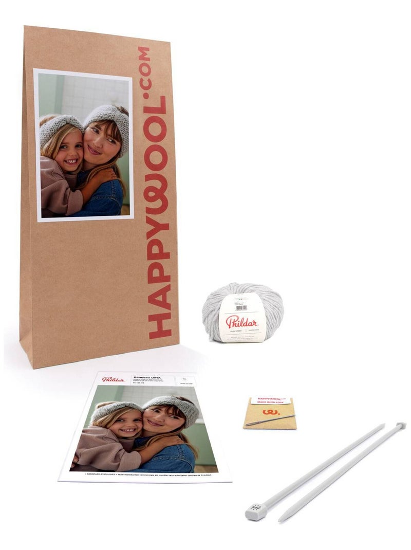 Kit Tricot Facile Bandeaux Dina Gris chiné - Kiabi