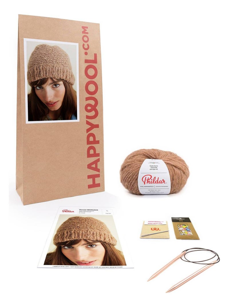 Kit Tricot Femme Bonnet Margaux Marron noisette - Kiabi