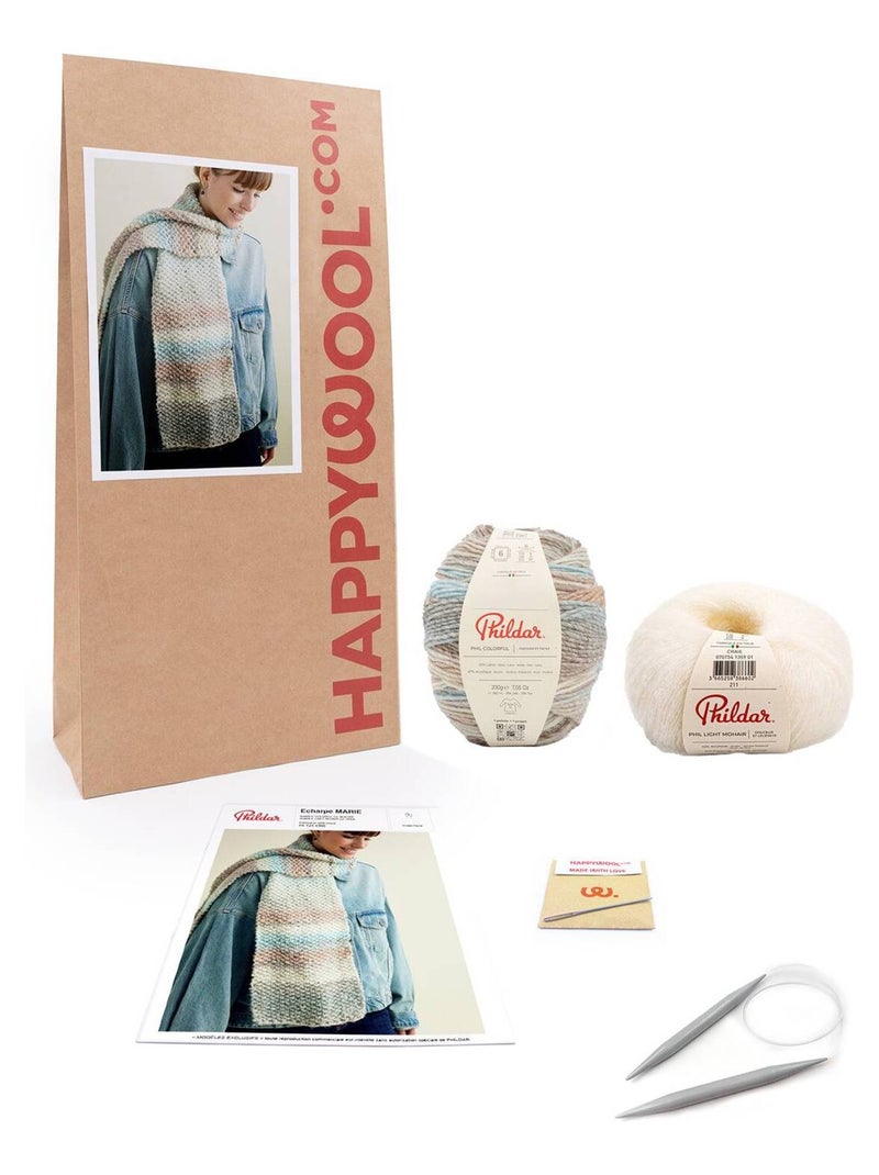 Kit Tricot Femme Echarpe Marie Bleu polaire - Kiabi