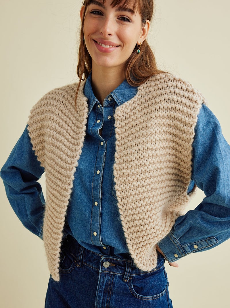 Kit Tricot Femme Gilet Mayline Beige - Kiabi