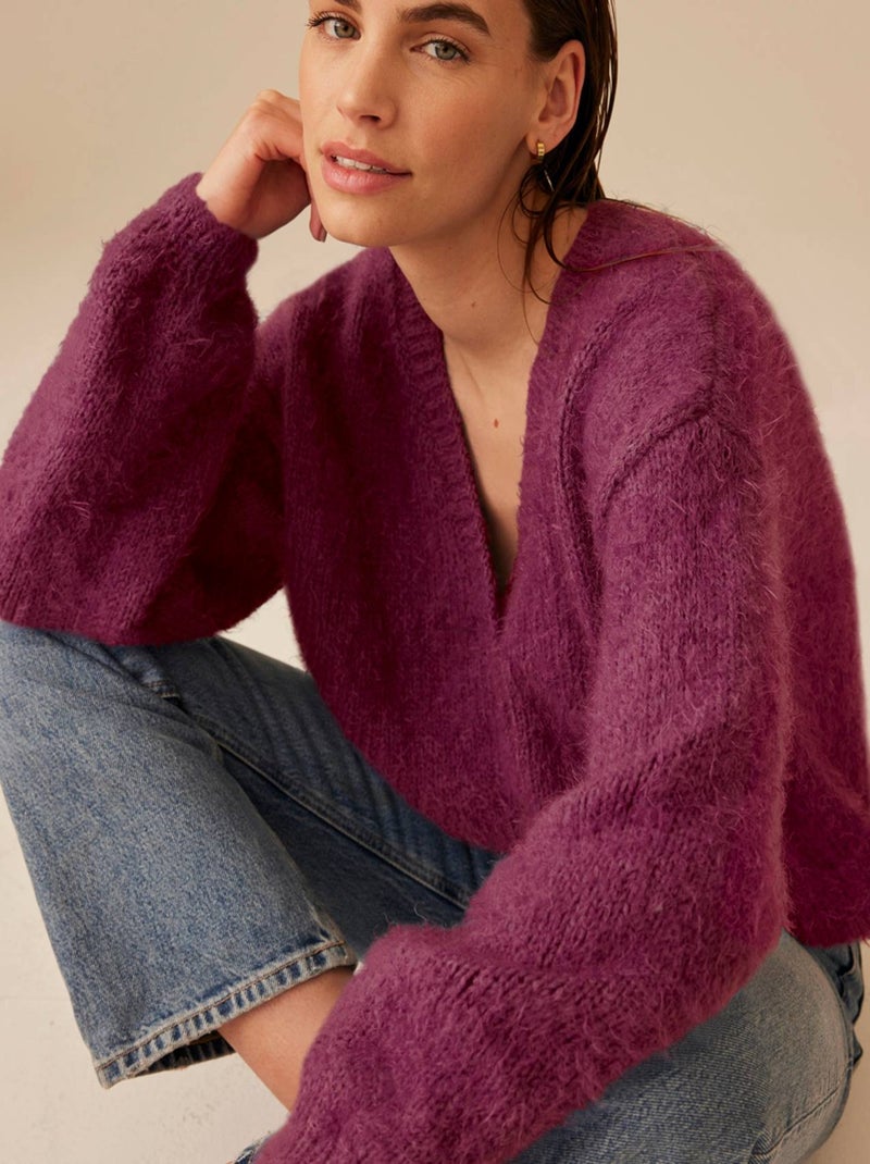 Kit Tricot Gilet Mélange laine Gladys Rouge foncé - Kiabi