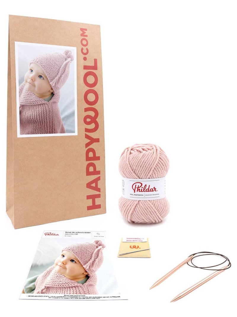 Kit Tricot Poncho et bonnet Laine Benny Beige - Kiabi