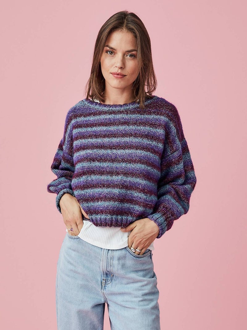 Kit Tricot Pull Femme Tiléo Bleu Mauve - Kiabi