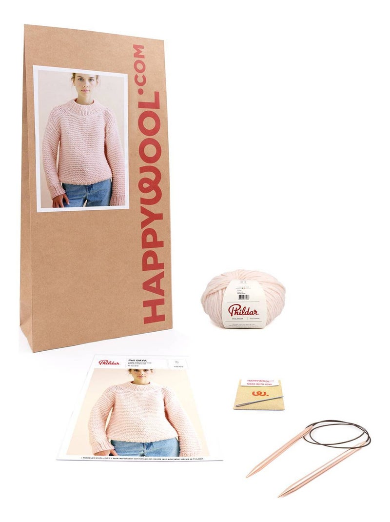 Kit Tricot Pull Laine Alpaga Baya Blanc Rose Gris - Kiabi