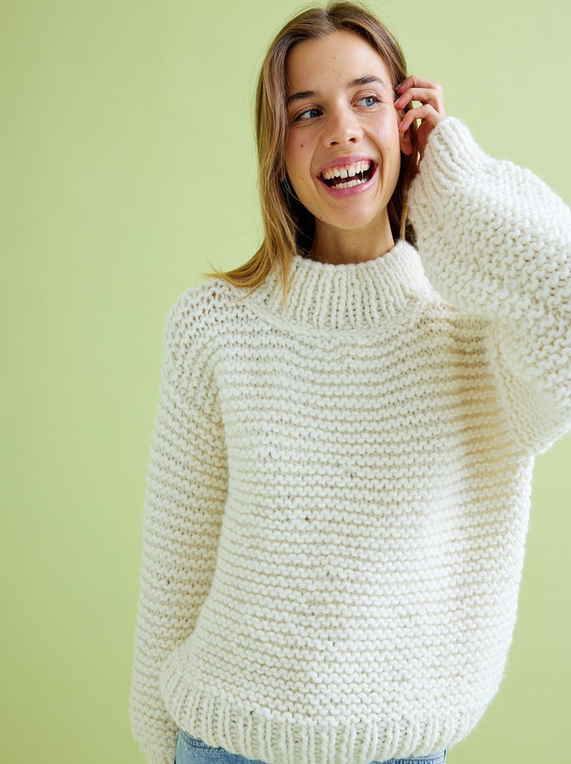 Kit Tricot Pull Laine Alpaga Baya Ecru - Kiabi