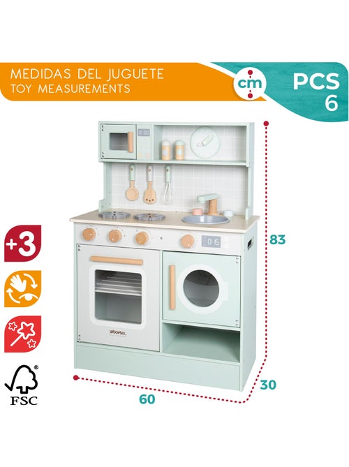 Kitchenette en bois WOOMAX avec éléments et accessoires interactifs - Kiabi