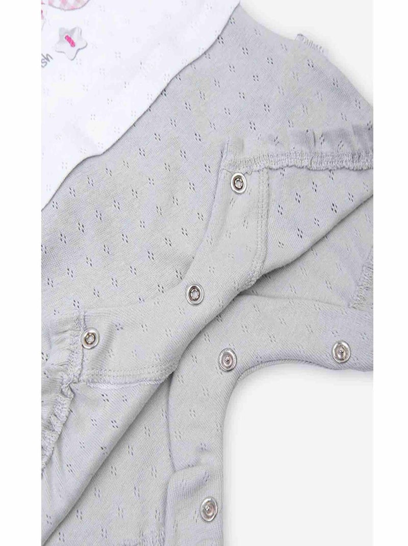 Kitikate | Combishort bébé en coton jacquard biologique Doris Blanc Gris - Kiabi
