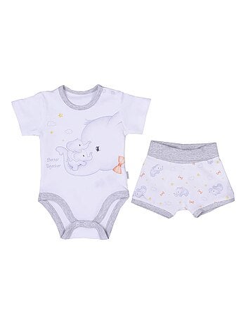 Kitikate | Ensemble bébé body et shorty Éléphant