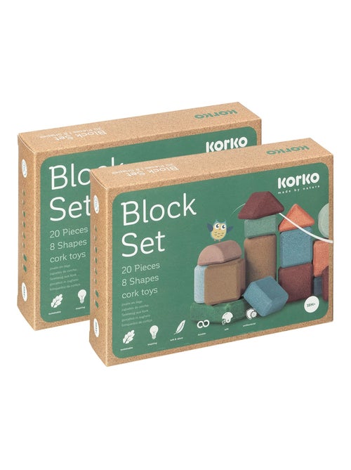 KORKO - Set de 2 coffrets de 20 blocs de construction en liège pour tout-petits - Dès 18 mois - Kiabi