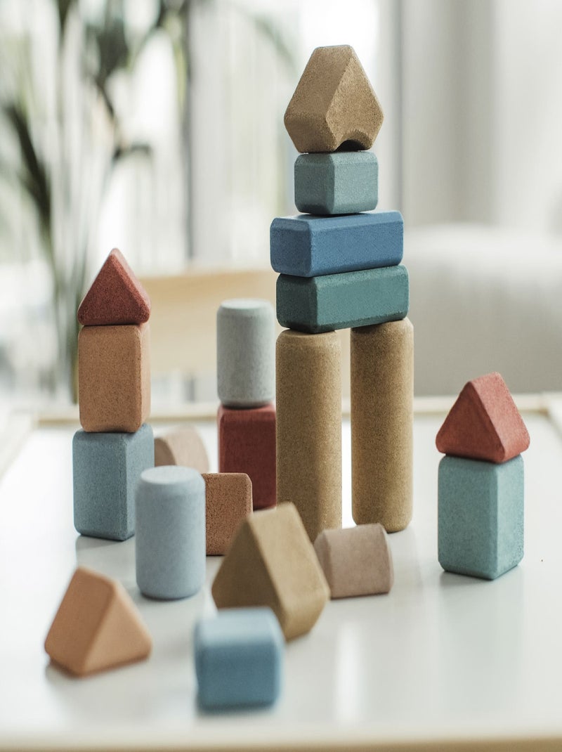 KORKO - Set de 2 coffrets de 20 blocs de construction en liège pour tout-petits - Dès 18 mois Multicolore - Kiabi