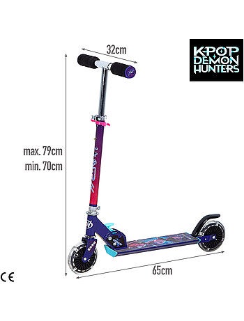 Kpop demon hunters trottinette pliable à 2 roues avec lumières