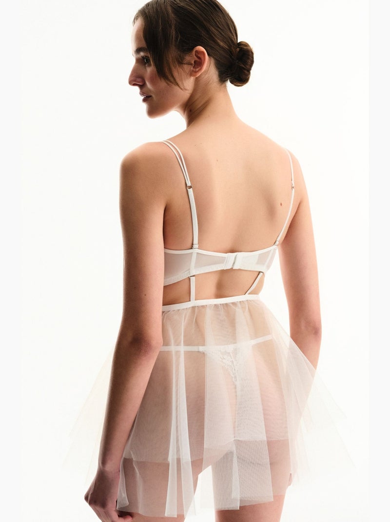 Kırık babydoll avec jupe amovible penti Blanc cassé - Kiabi
