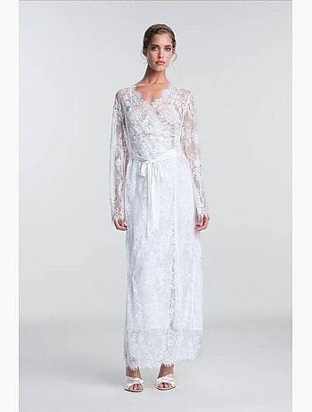 Kırık pirra peignoir de mariée en dentelle penti