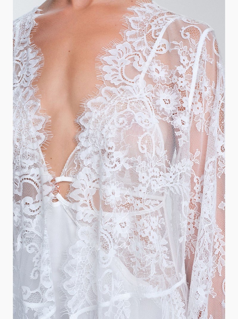 Kırık pirra peignoir de mariée en dentelle penti Blanc - Kiabi