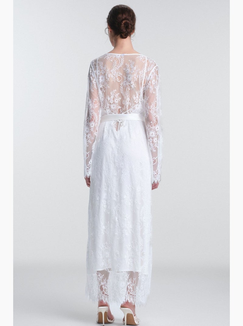 Kırık pirra peignoir de mariée en dentelle penti Blanc - Kiabi