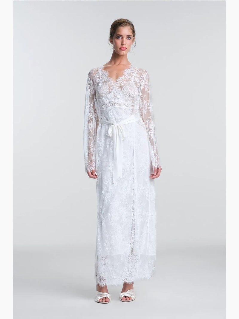 Kırık pirra peignoir de mariée en dentelle penti Blanc - Kiabi