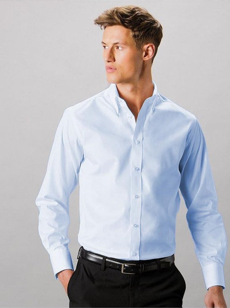 Kustom Kit - Chemise à manches longues Bleu clair - Kiabi