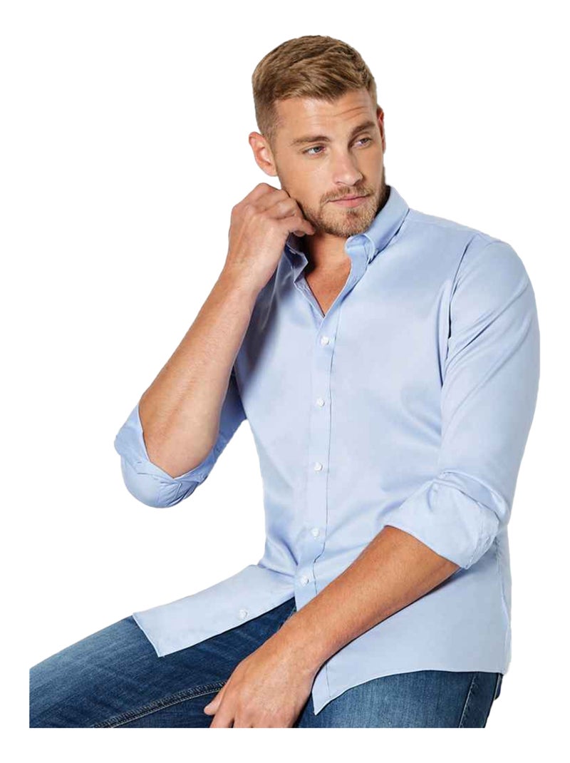 Kustom Kit - Chemise manches longues Bleu clair - Kiabi